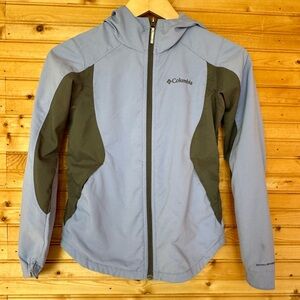 Columbia Windbreaker Hooded Jacket Bluish Lavender Girls Size Medium Omni-Shield
